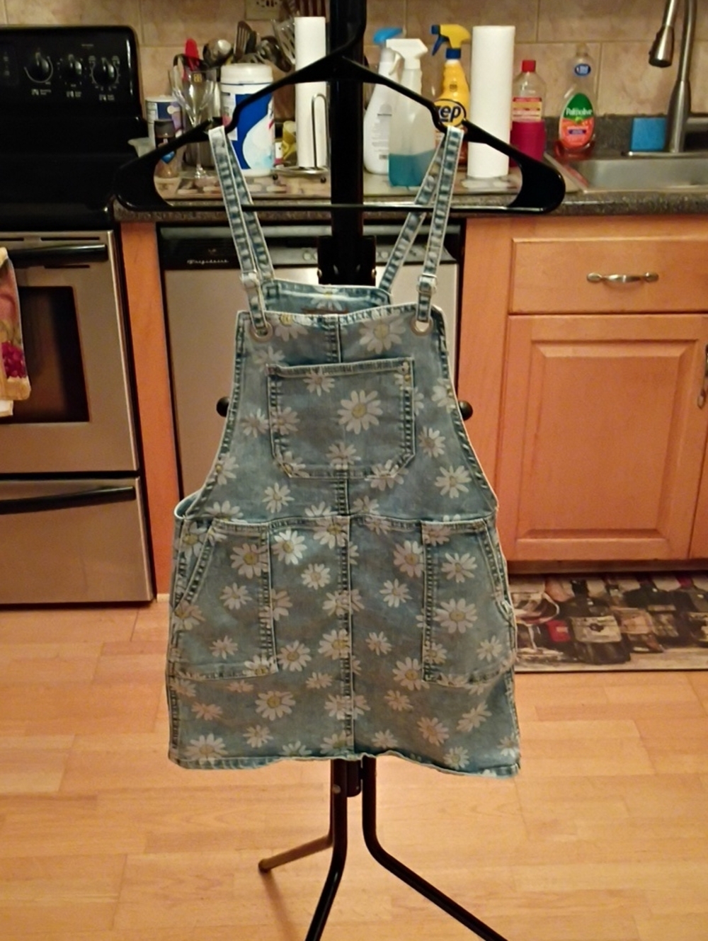 Cat & Jack Light Blue Denim Daisy Overall Dress